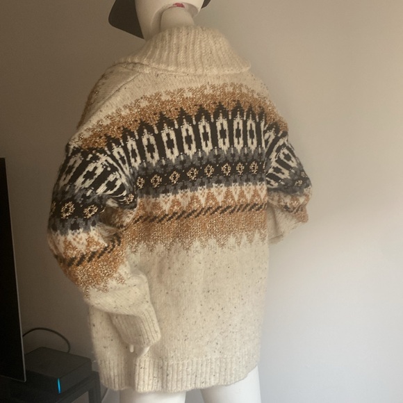 NWT Anthropologie Holiday Fairisle open Front Shawl Collar Cardigan Sz L NWT - Picture 13 of 16